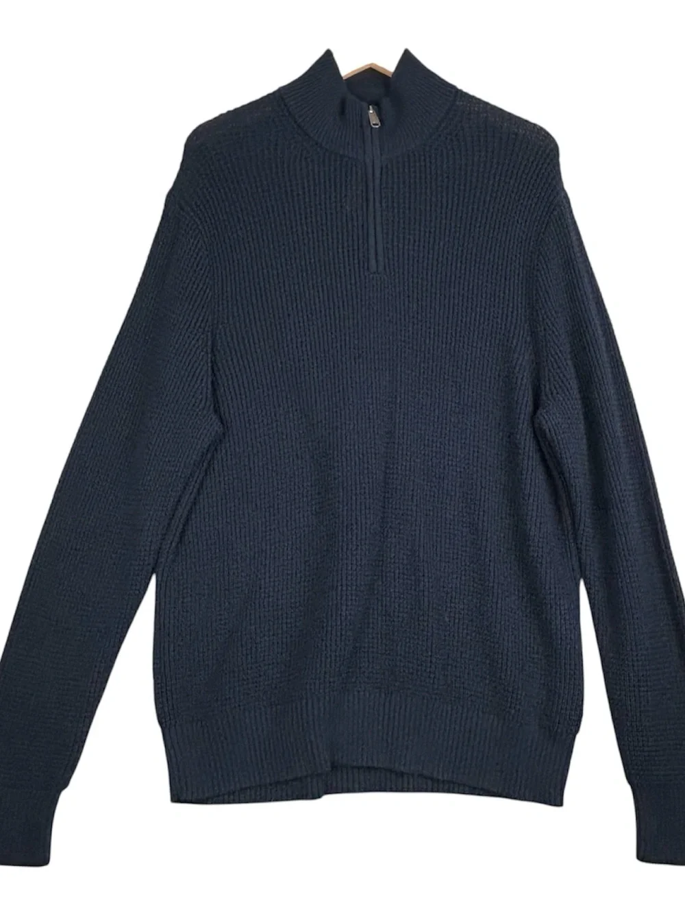 NEW J.Crew Factory Sweater Men XL Blue Waffle Knit Half-Zip Long Sleeve Pullover